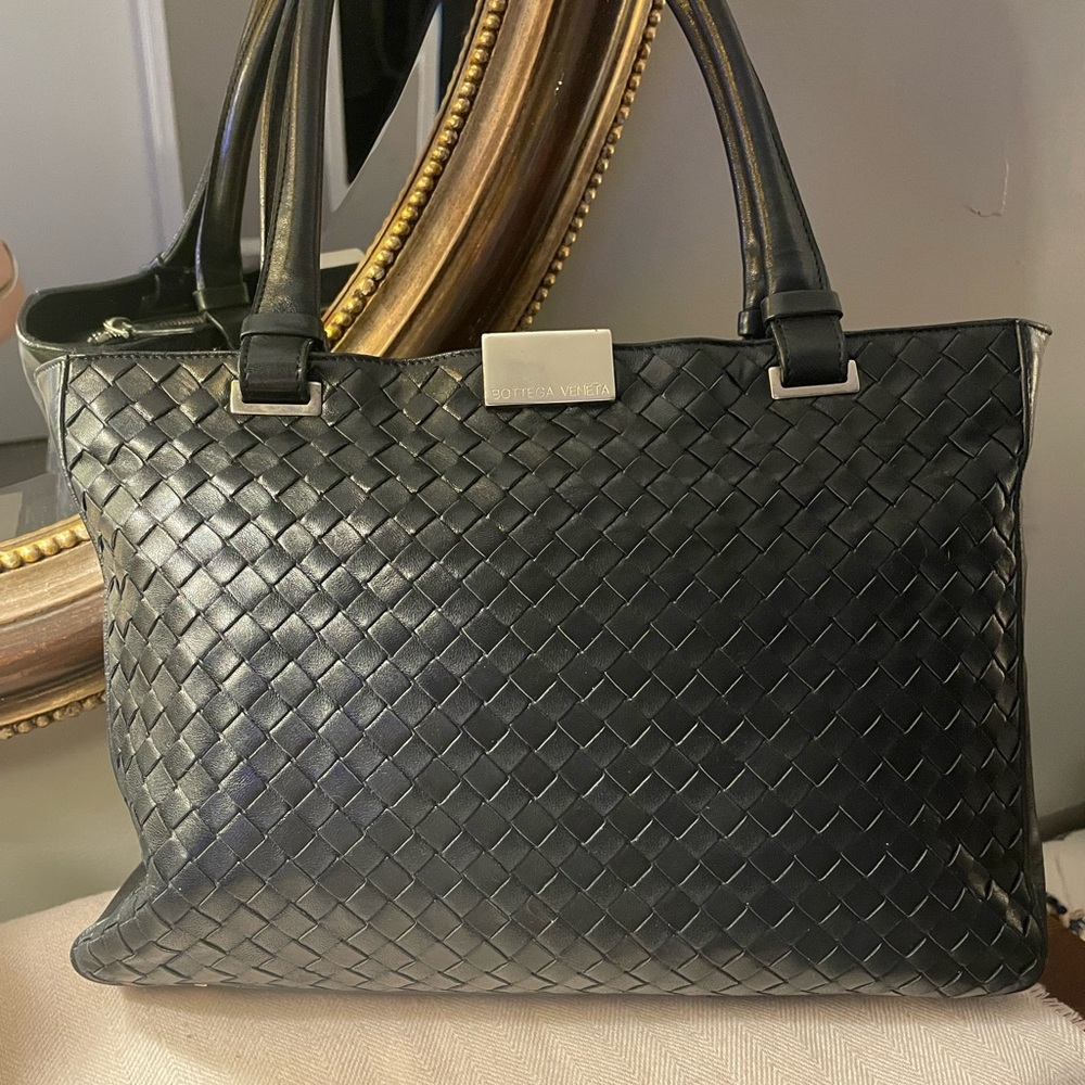 Bottega Veneta Black Intrecciato Leather Bag
